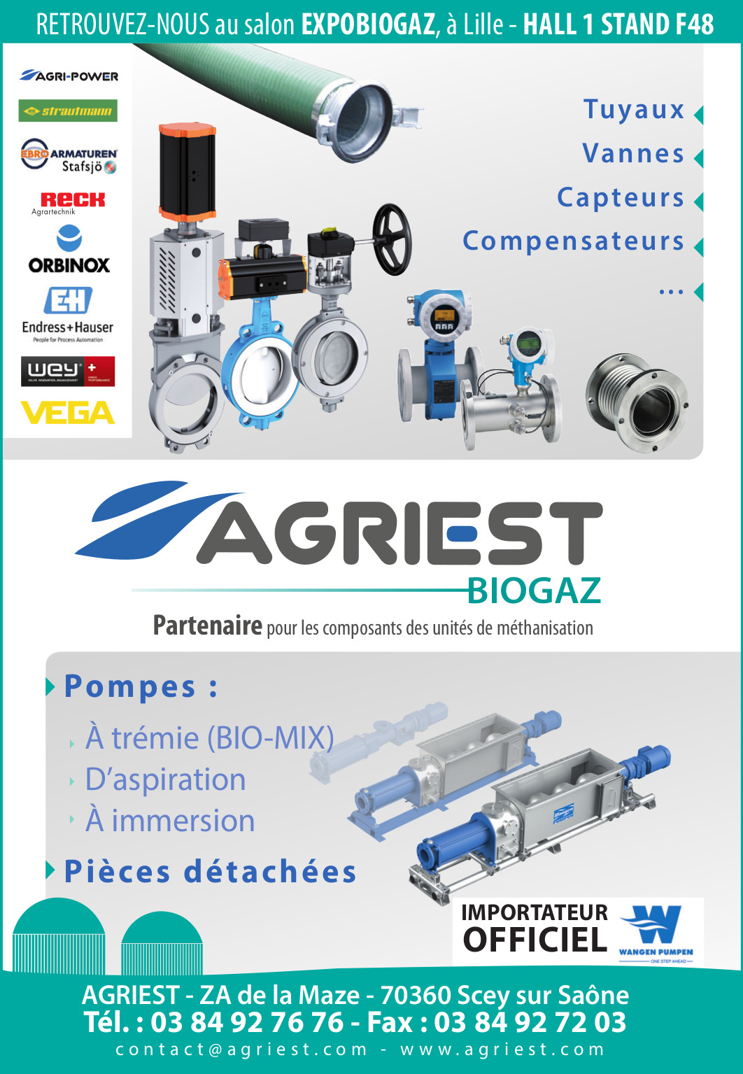 Agriest, distributeur d’agroéquipements et des pompes Wangen