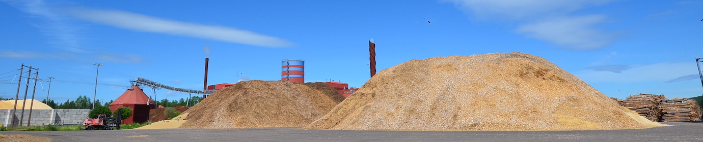 Stock de plaquettes à la centrale de Falun, photo Frédéric Douard