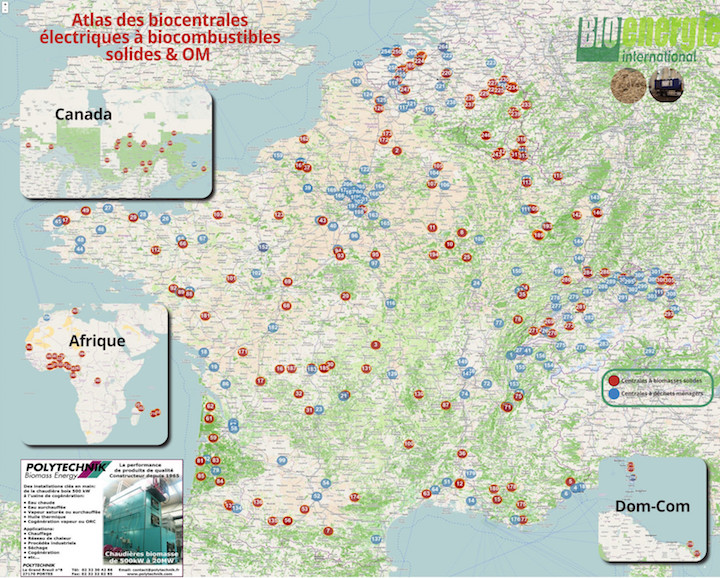 Atlas 2020 des centrales à biomasse solide ou à déchets ménagers