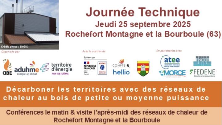25 septembre 2025 dans le Puy-de-Dôme, journée technique du CIBE sur les petits réseaux de chaleur au bois
