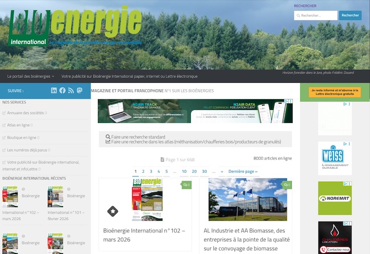 Avec 8000 articles en ligne, le magazine Bioénergie International conforte sa position de n°1 francophone sur les bioénergies